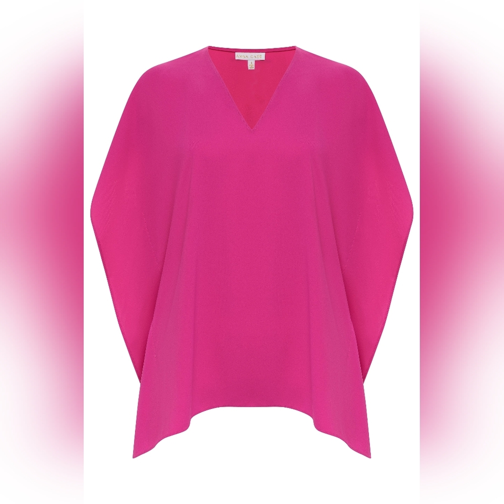 Anna Cate Victoria V Neck Blouse Carmine Pink Crepe Top Small